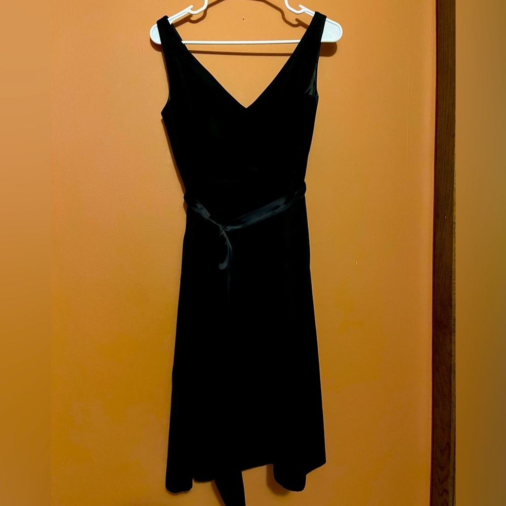 J Crew black, sheath dress with tie front. Size 6 - slightly worn.